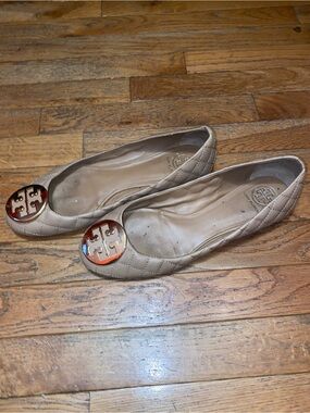 Tory Burch Quilted Cream Slip-On Flats